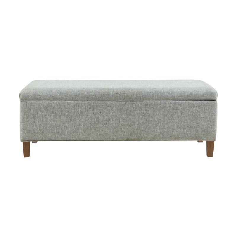 Soft Blue 48" Upholstered Storage Bench with Wood Legs