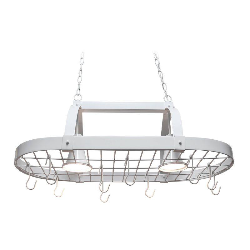 Elegant Designs 2-Light Kitchen Pot Rack with Downlights White