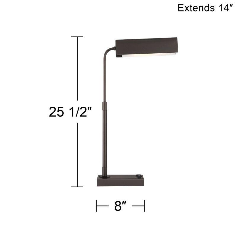 360 Lighting Harris 25 1/2" High Pharmacy Modern Desk Lamp USB Port AC Power Outlet Brown Bronze Finish Metal Single Home Office Living Room Charging