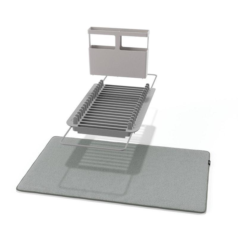 Charcoal Gray Foldable Over the Sink Dish Rack with Utensil Cup