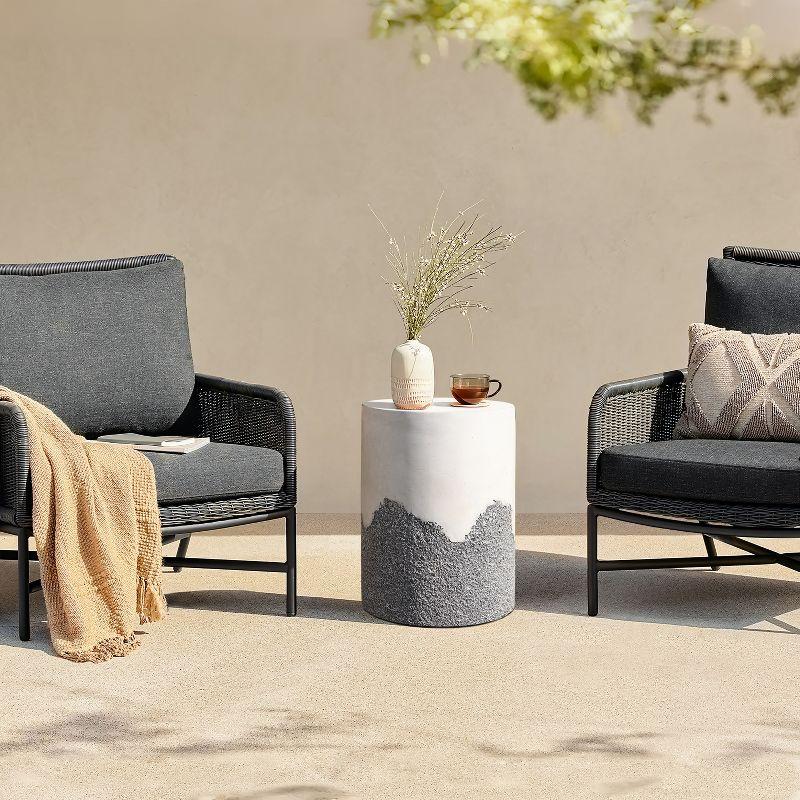 Gray and White Ombre Cement Round Outdoor Side Table