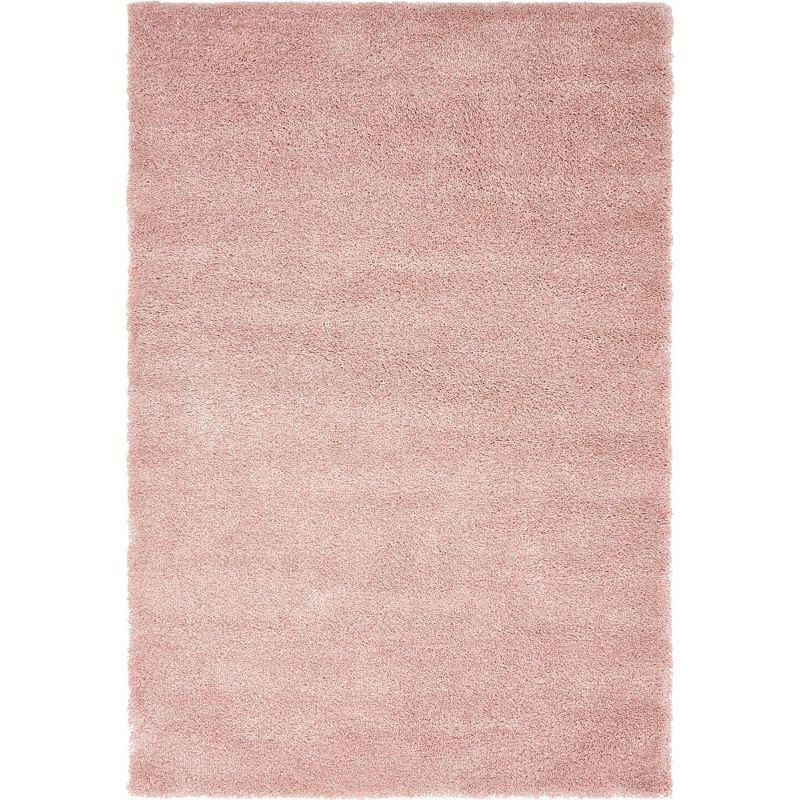 Pink High Pile Shag Rectangular Area Rug