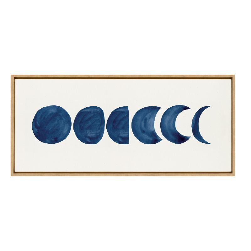 Kate and Laurel Sylvie Linear Moon Phases Framed Canvas by Teju Reval of SnazzyHues, 18x40, Natural