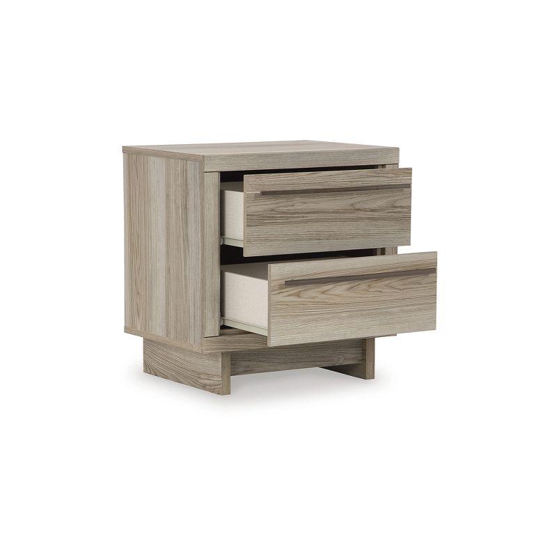 Signature Design by Ashley Hasbrick Casual 2 Drawer Nightstand with USB & Qi Wireless Charging Options, Tan Wood Finish