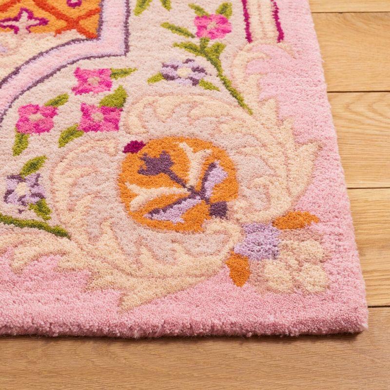 Handmade Tufted Wool-Viscose Blend Rectangular Rug in Blue/Pink, 8' x 10'