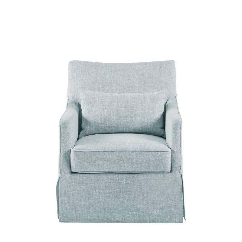 Martha Stewart London Upholstered Skirted Swivel Armchair with Lumbar Pillow