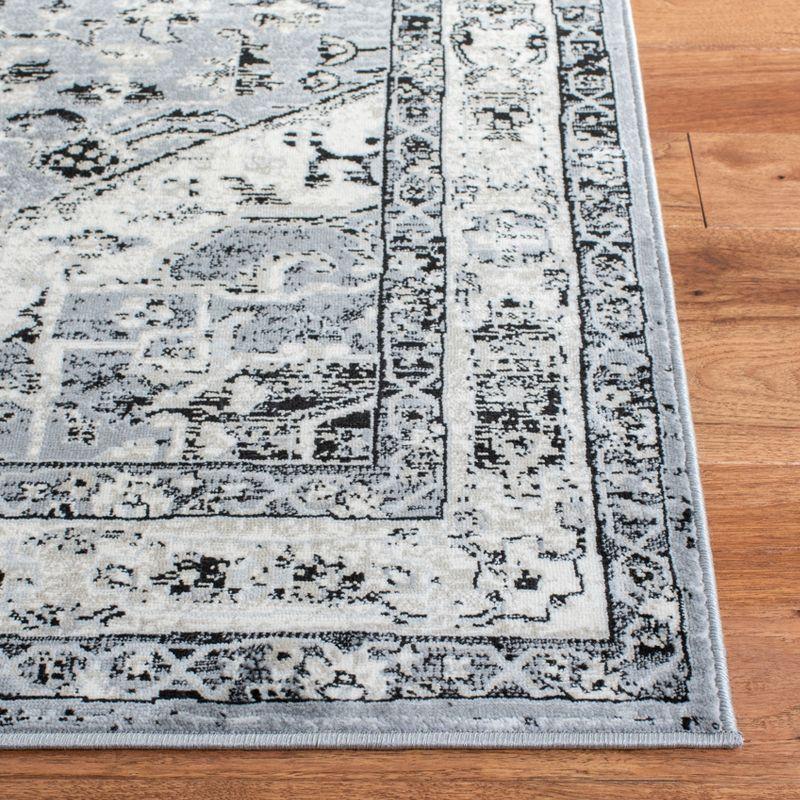 Elegant Heirloom 9' x 12' Grey and Black Synthetic Area Rug