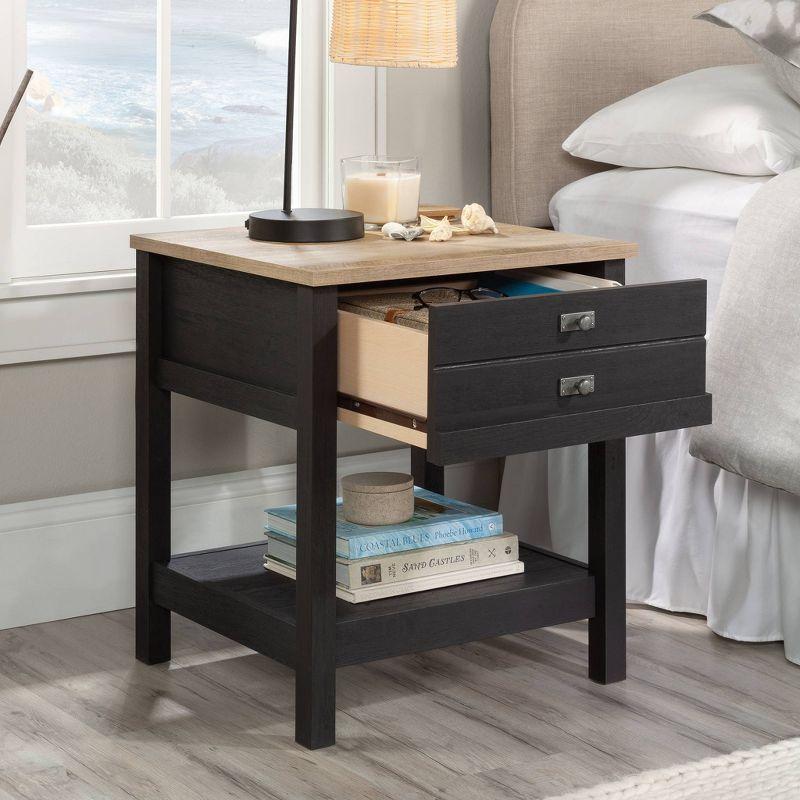 Cottage Road Nightstand with Drawer Raven Oak - Sauder: Laminated Surface, Metal Hardware, MDF Frame