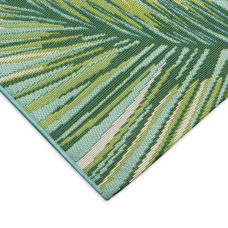 Liora Manne Marina Palm Border Indoor/Outdoor Rug Aqua 1'11" x 7'6"