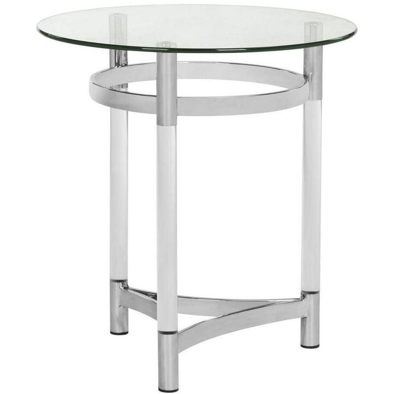 Letty 20" Transitional Silver Metal & Glass Round End Table