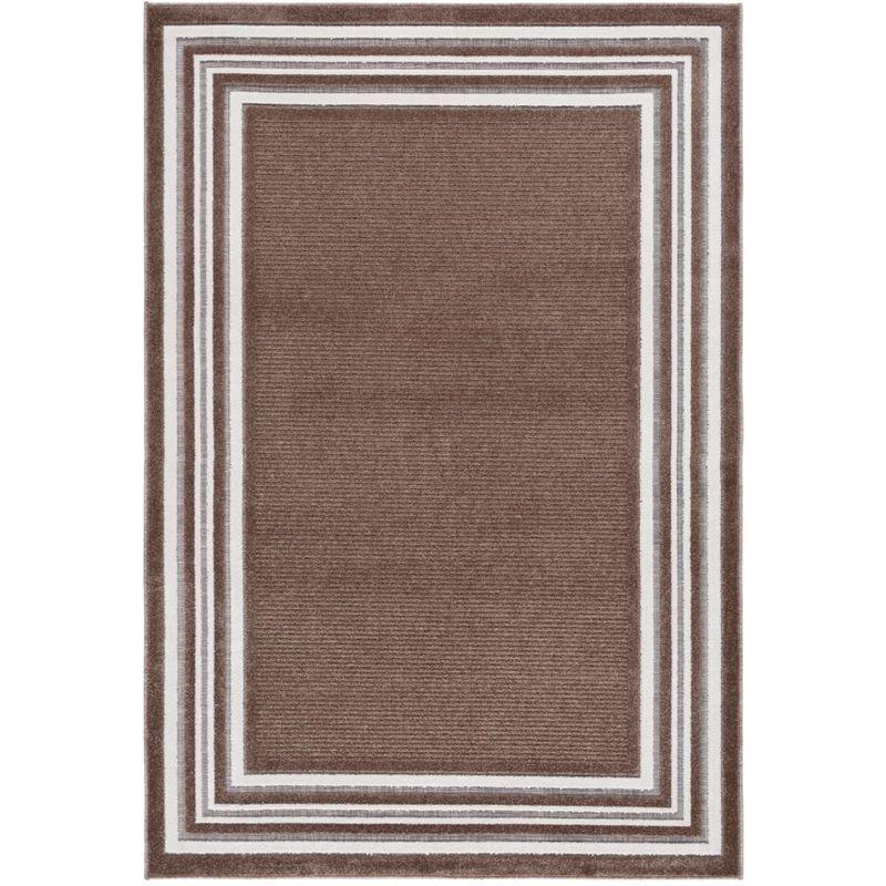 Brown and Ivory Rectangular Synthetic Area Rug, 5'3" x 7'6"