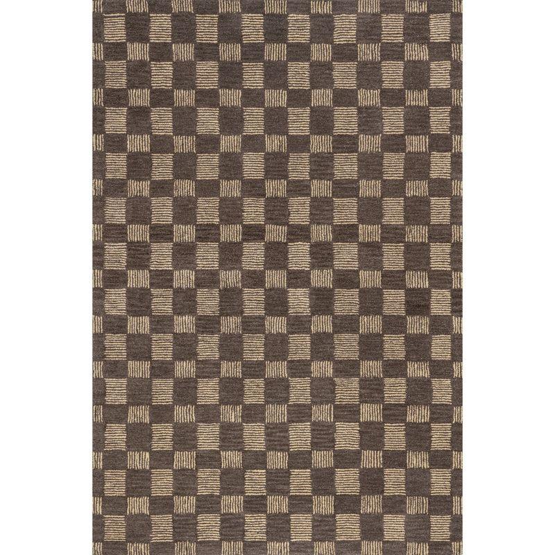 Ebern Designs Quince Checkered Wool Area Rug