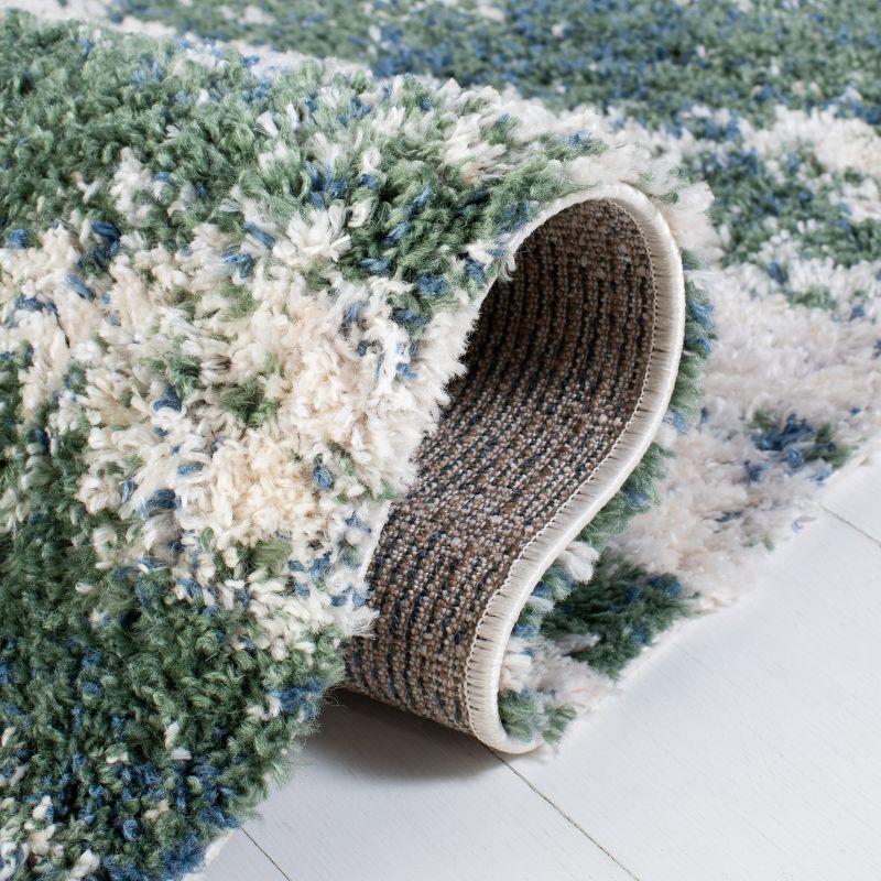 Berber Shag BER219 Power Loomed Area Rug - Green/Beige - 5'3"x7'6" - Safavieh.