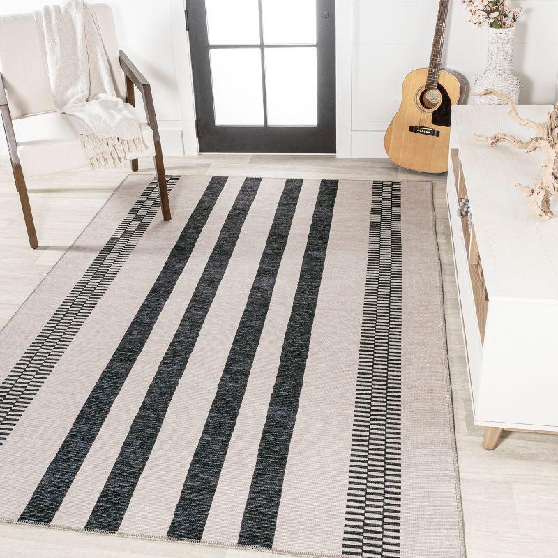 Vichy Geometric Striped Machine-Washable Indoor Area Rug - JONATHAN Y