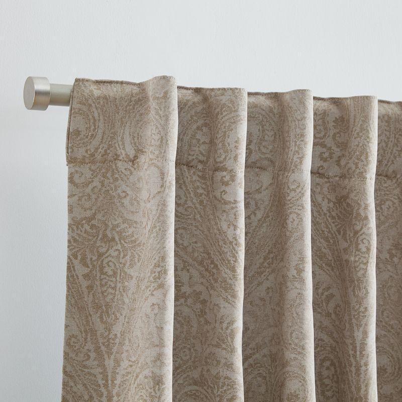 Natural Ground Length Blackout Polyester Pleated Curtain Panel