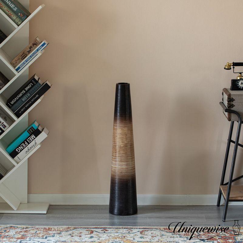 Uniquewise Tall Handcrafted Brown Ceramic Floor Vase - Waterproof Cylinder-Shaped Freestanding Design, Ideal for Tall Floral Arrangements