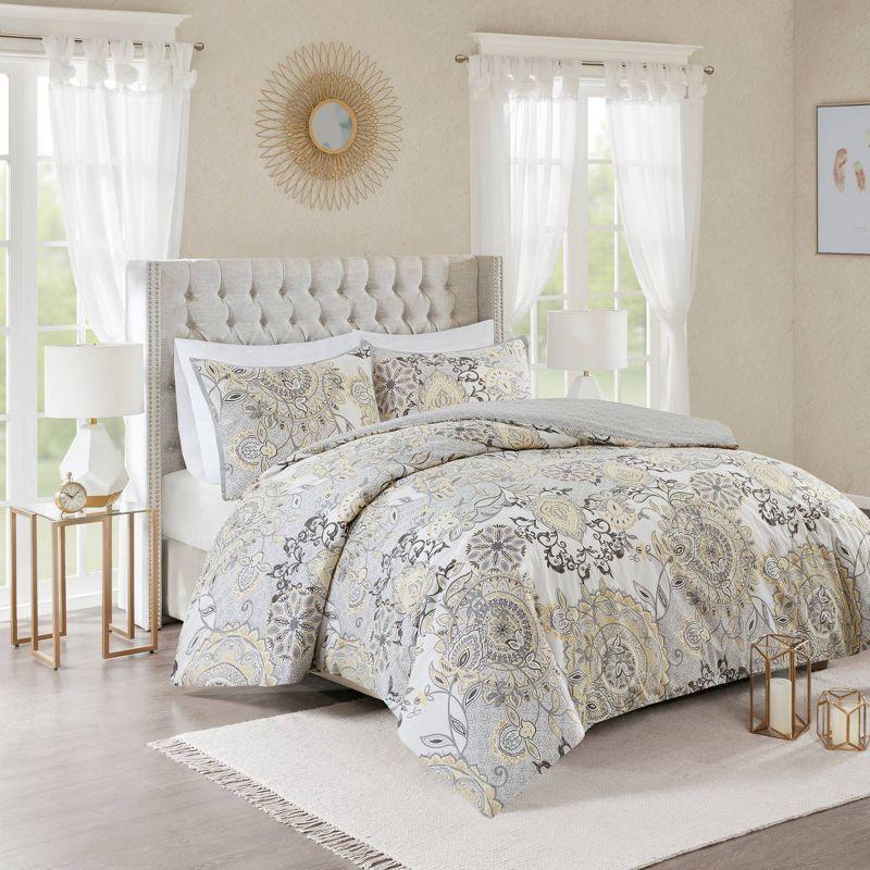 Madison Park Isla 3 Piece Reversible Cotton Floral Duvet Set