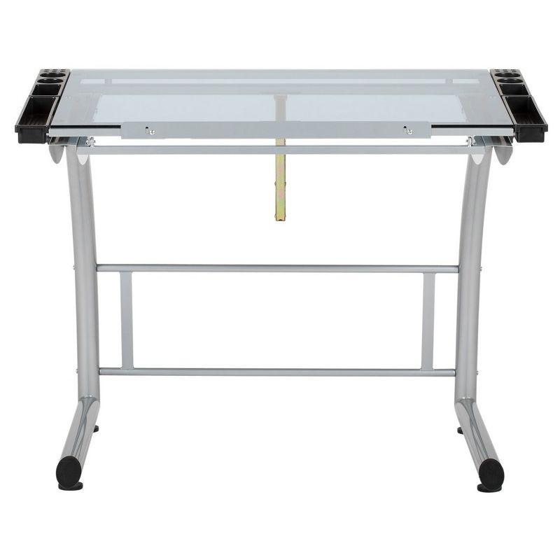 Inbox Zero Cournoyer Glass Top Metal Base Drafting Table
