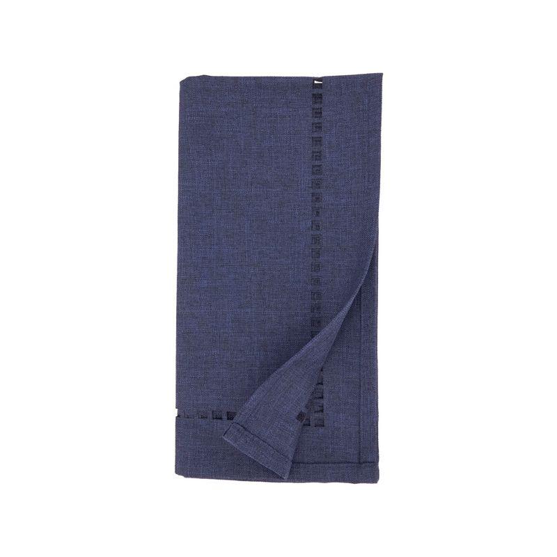 Navy Blue 20" Laser-Cut Hemstitch Polyester Napkin Set