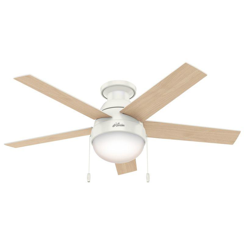 Anslee 46" Fresh White Low Profile LED Ceiling Fan with Reversible Blades