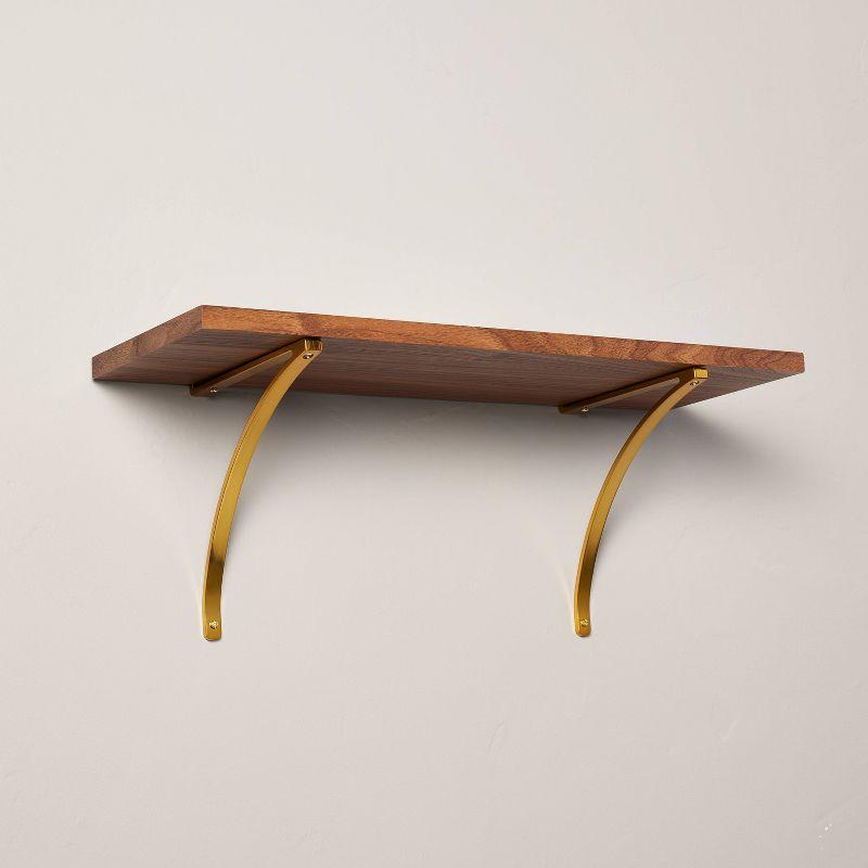 10"x8" Arched Metal Shelf Brackets Brass Plated (Set of 2) - Hearth & Hand™ with Magnolia: Zinc Alloy Support, 15lb Capacity