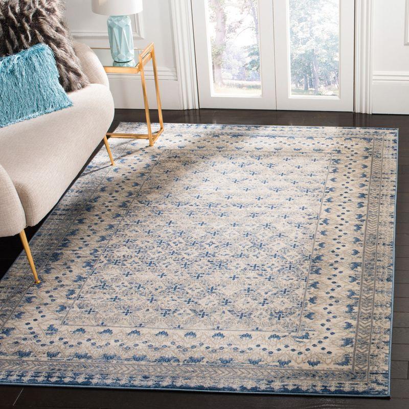 Elegant Brentwood 5' Square Light Grey/Blue Synthetic Area Rug