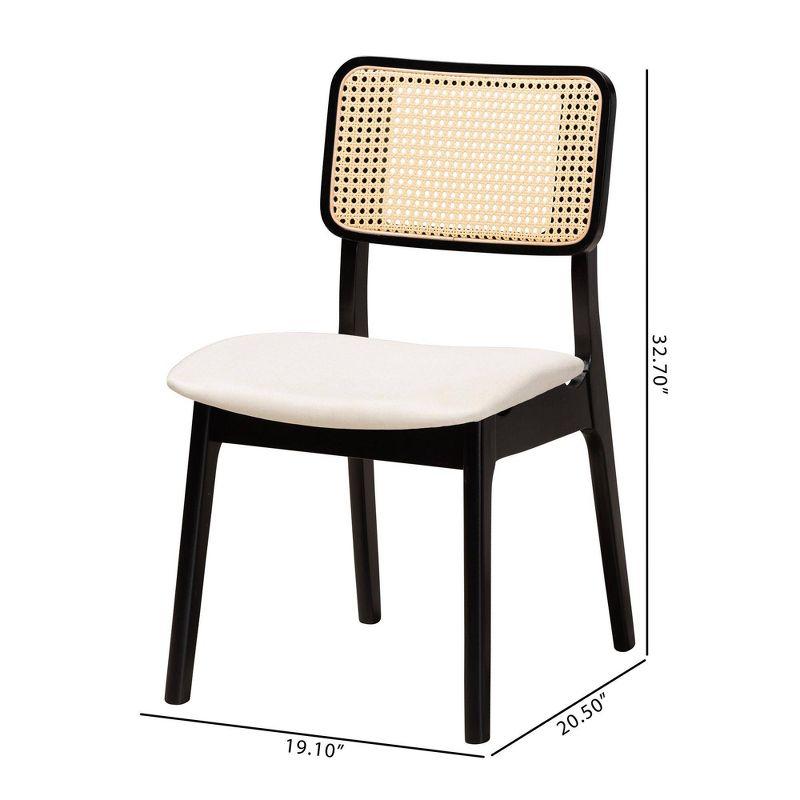 Baxton Studio 2pc Dannon Fabric and Wood Dining Chairs Cream/Black/Light Brown: Upholstered, Rubberwood Frame