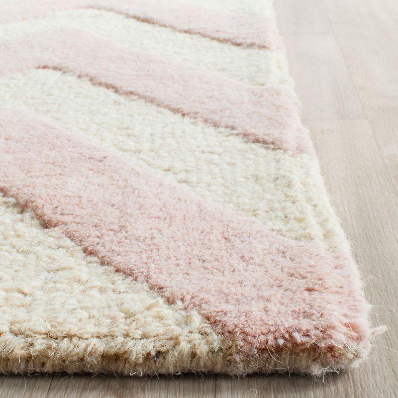 Light Pink and Ivory Hand-Tufted Wool Area Rug