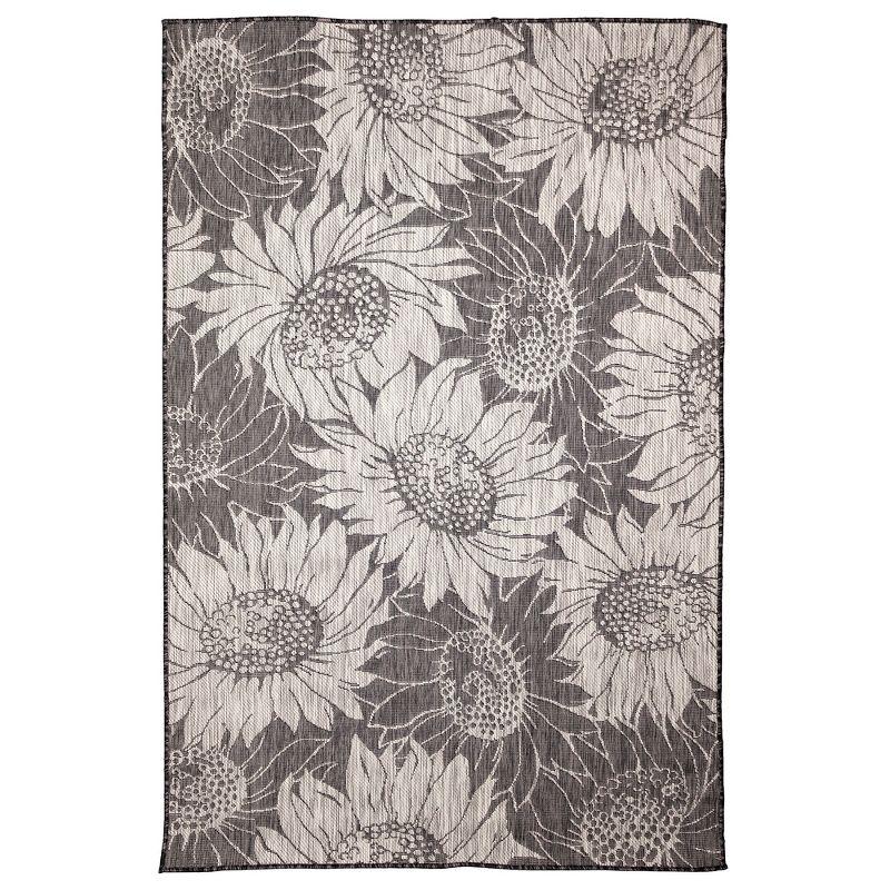 Liora Manne Carmel Sunflower Field Indoor/Outdoor Rug Black 4'10" x 7'6"