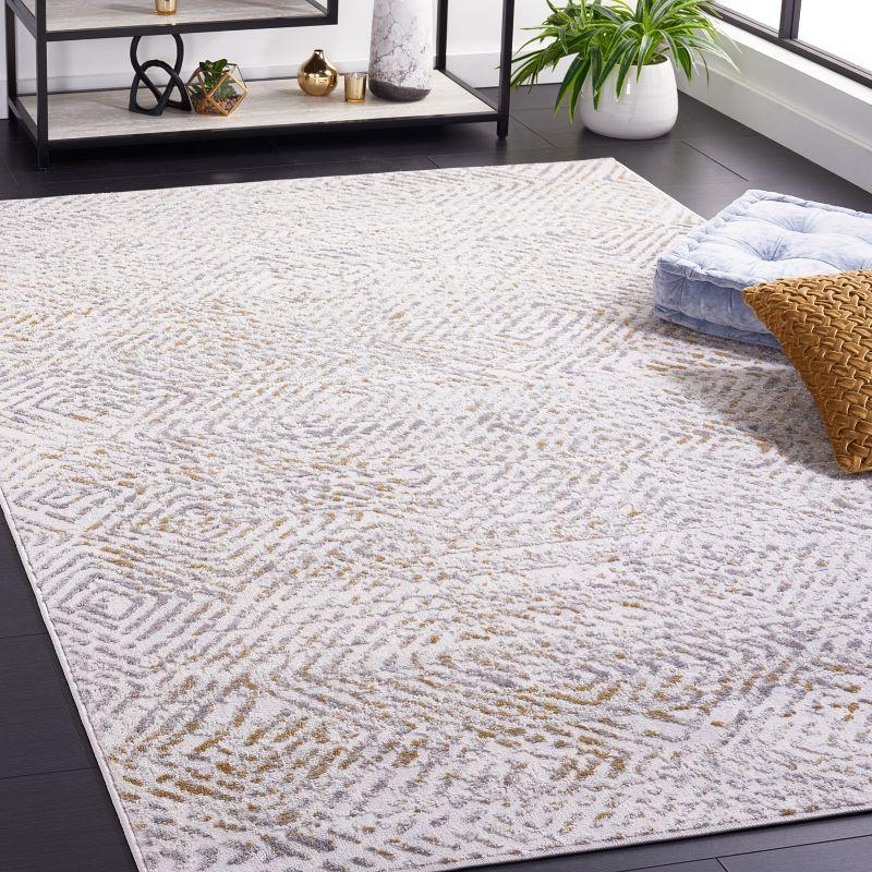 Elegant Gray Synthetic 4'5" x 6'5" Hand-Knotted Area Rug