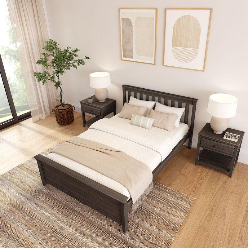 Plank+Beam Classic Solid Wood Full Size Bed Frame with Headboard, Platform Bed for Adults
