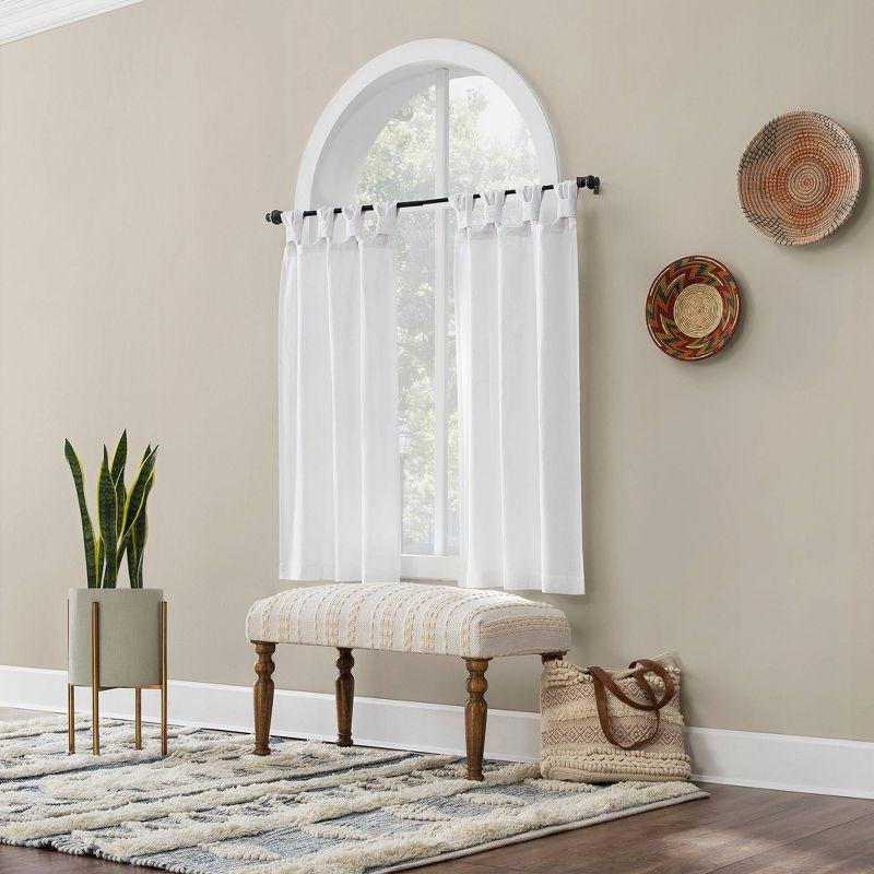 2pk 52"x45" Light Filtering Twisted Tab Curtain Tiers White - Archaeo: Kitchen & 45 Inch Curtains, Machine Washable