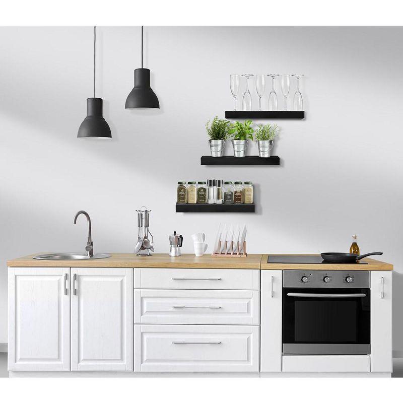 3 Pack 16 Inch Sorbus Rustic Floating Shelves - for Bedroom, Kitchen, Living Room, Office - Floating Shelf for Trophies, Books, Frames, etc