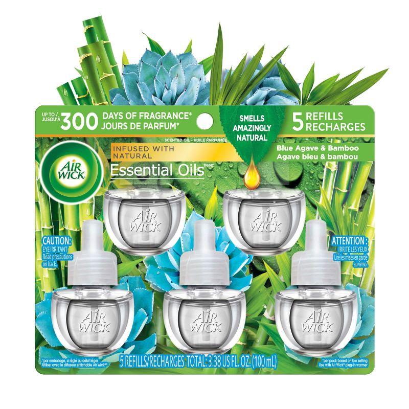 Air Wick Blue Agave and Bamboo Essential Oil Refills, 5 Count