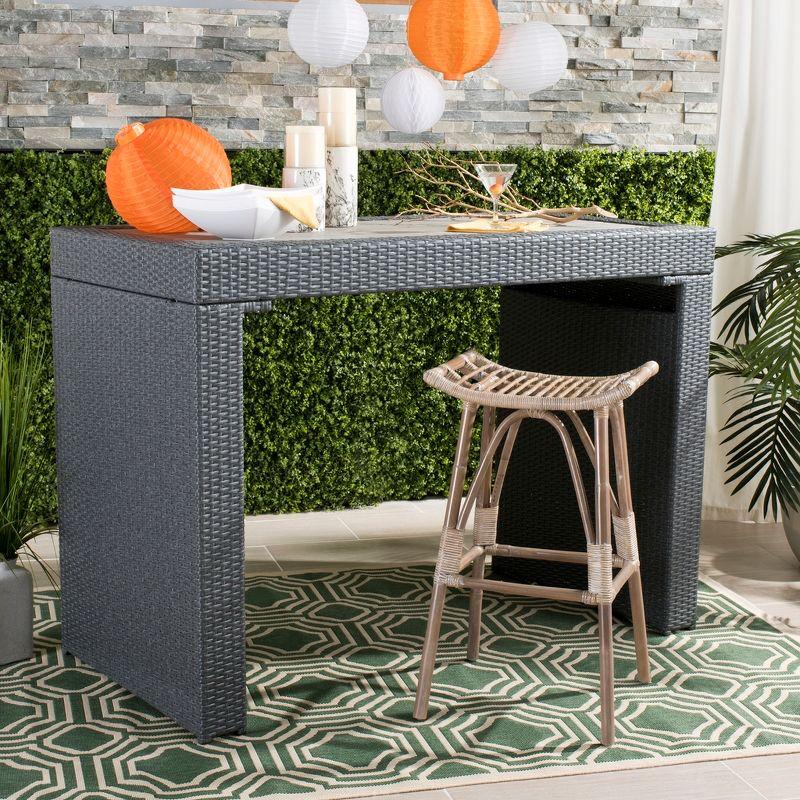 Leda Rattan Bar Stool - WIK6511 - White/Grey - Safavieh