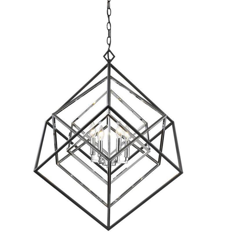 Z-Lite Euclid 4 - Light Chandelier in  Chrome/Matte Black