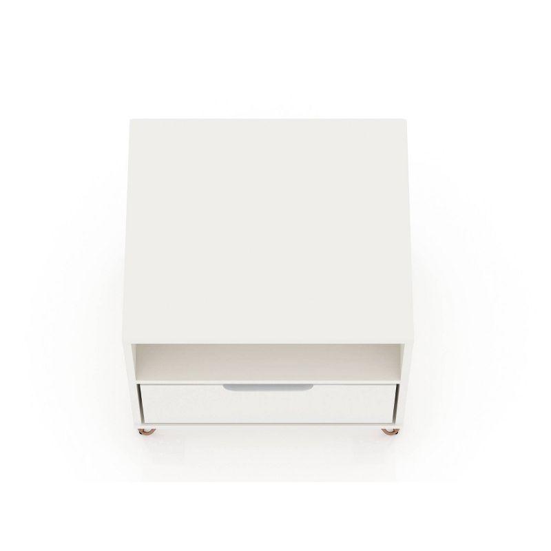 Manhattan Comfort 1.0 Rockefeller Nightstand White: Modern Bedside Table with Storage & Shelving