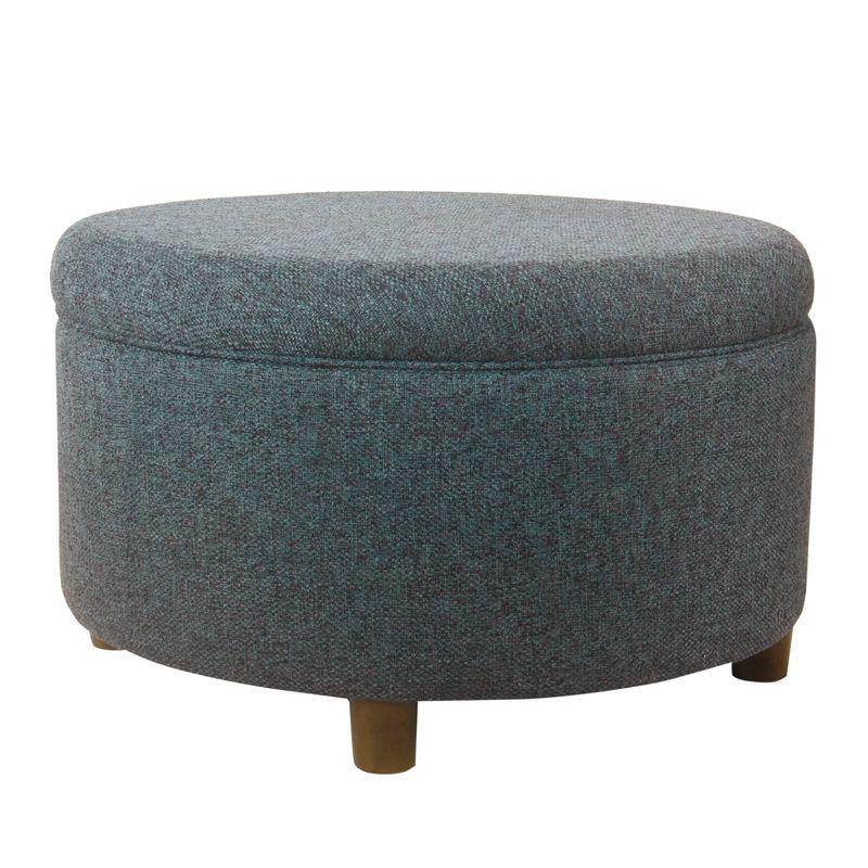 Large Round Storage Ottoman Textured Navy - HomePop: Seating, Footrest, Lift Off Top