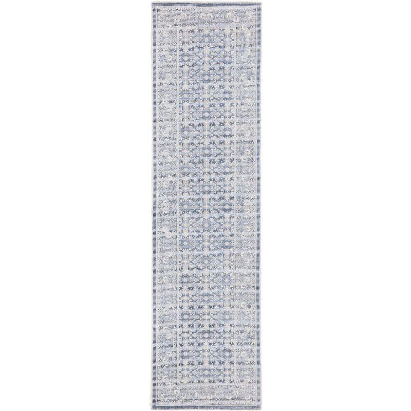 Blue and Ivory Hand-Tufted Wool Runner Rug, 2'3" x 9'