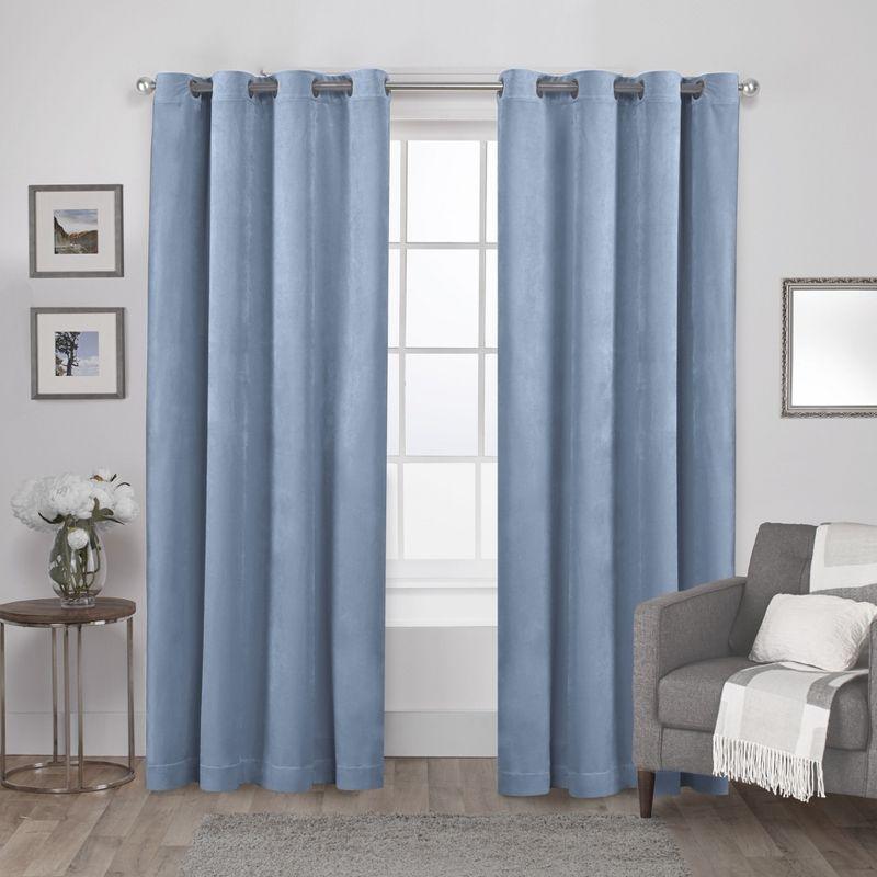 Exclusive Home Velvet Heavyweight Light Filtering Grommet Top Curtain Panel Pair