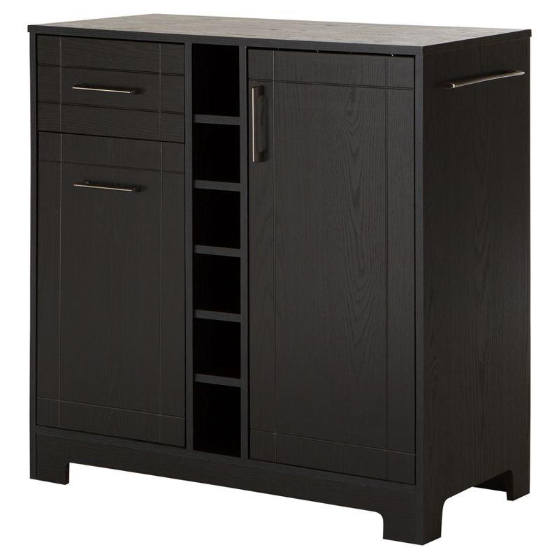 Black Oak Laminated Particle Board Bar Cabinet with Shelves