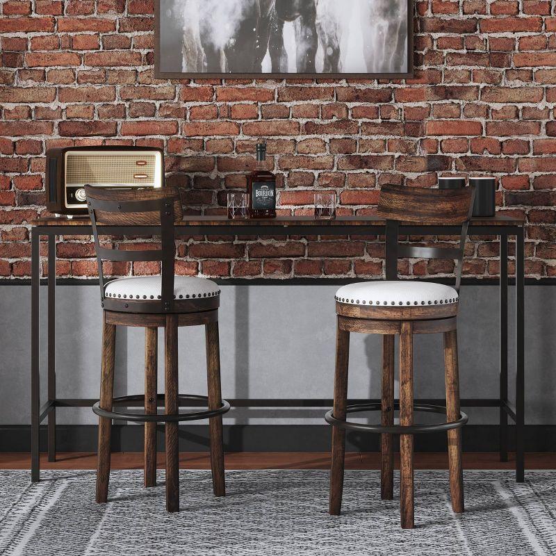 Tall Valebeck Upholstered Swivel Barstool Brown - Signature Design by Ashley: Kitchen Counter Height, Rustic Style
