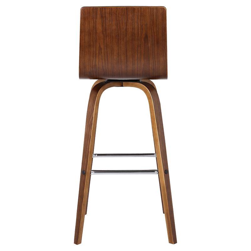 Contemporary 26" Vienna Brown Leather Swivel Barstool with Walnut Wood
