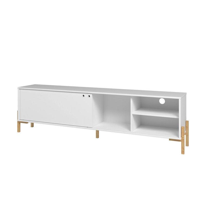 Bowery TV Stand for TVs up to 70" White/Oak - Manhattan Comfort: Mid-Century Design, Cable Management