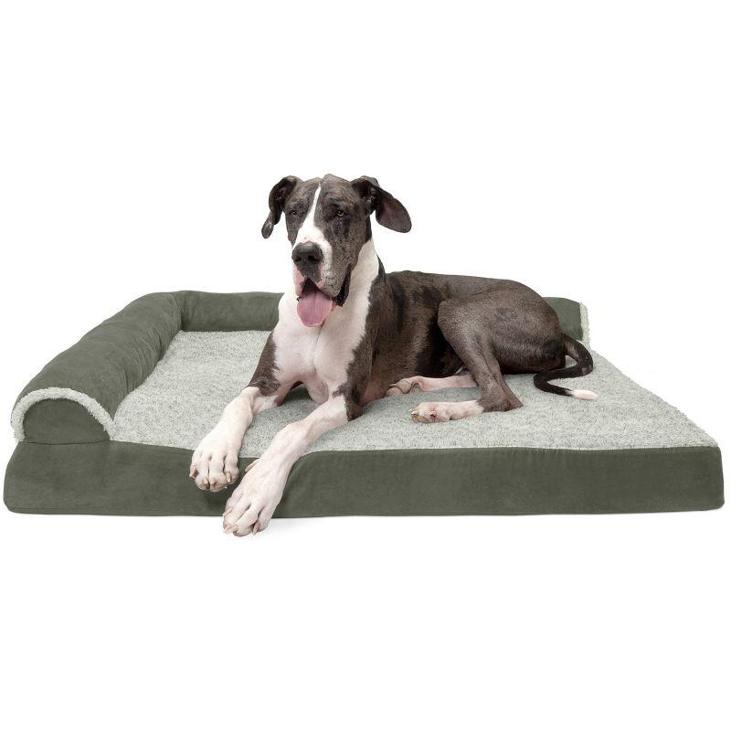 Jumbo Green Faux Fur & Suede Orthopedic Dog Bed