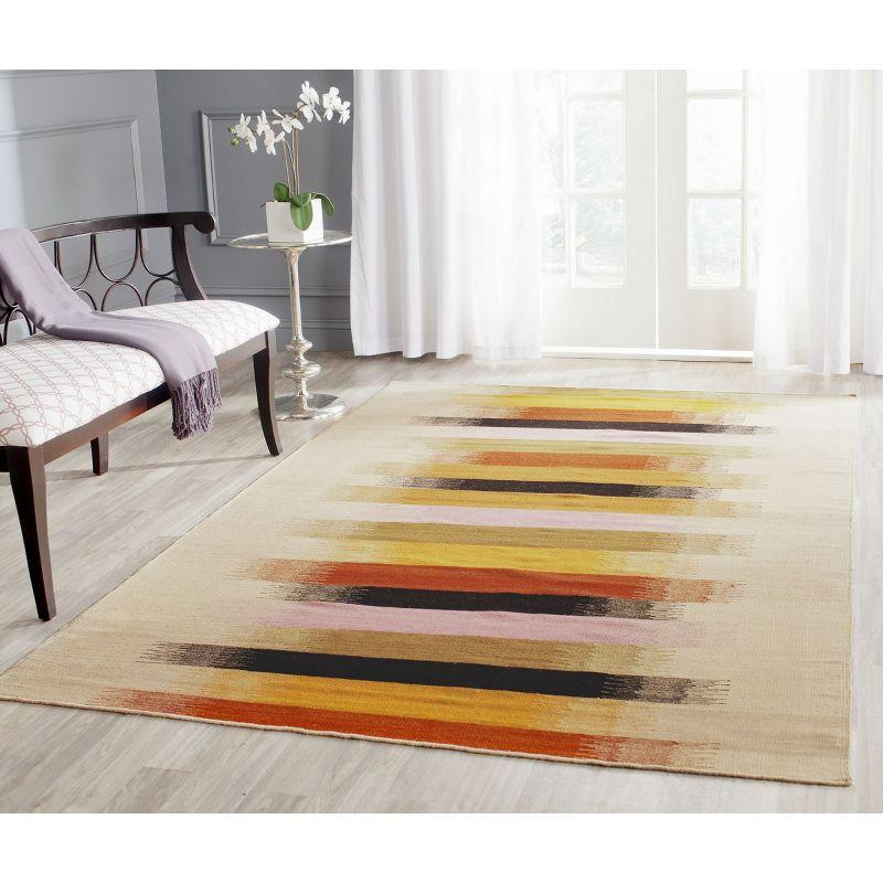 Dhurries DHU642 Hand Woven Flat Weave Indoor Area Rug - Beige/Multi - 4'x6' - Safavieh