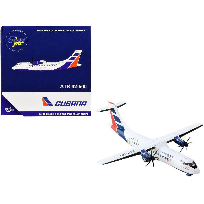 ATR 42-500 Commercial Aircraft "Cubana Airlines" White with Red and Blue Stripes 1/400 Die Cast Model Airplane by GeminiJets