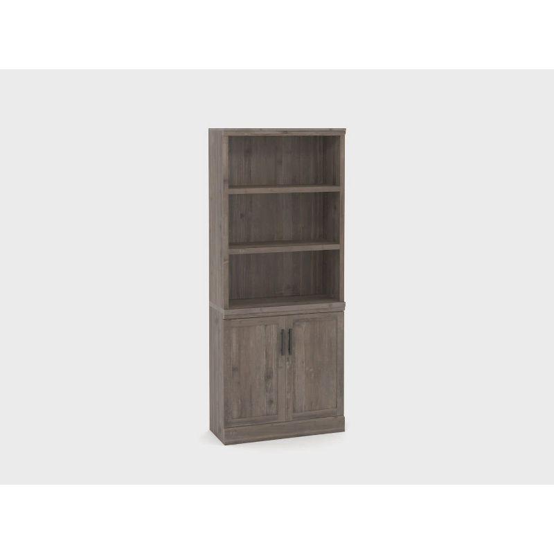Sauder 70.866" Aspen Post Library Shelf with 2 Doors Pebble Pine