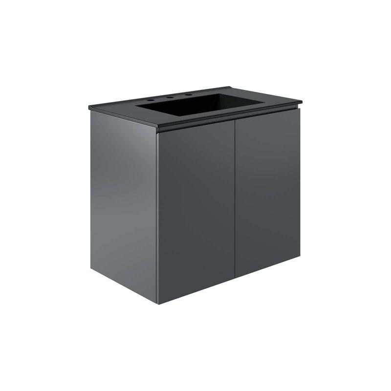 Bryn 30" Gray and Black Wall-Mount Bathroom Vanity