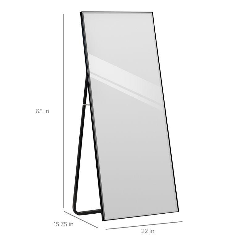 Best Choice Products 65x22in Full Length Mirror, Rectangular Beveled Wall Hanging & Leaning Floor Mirror - Black
